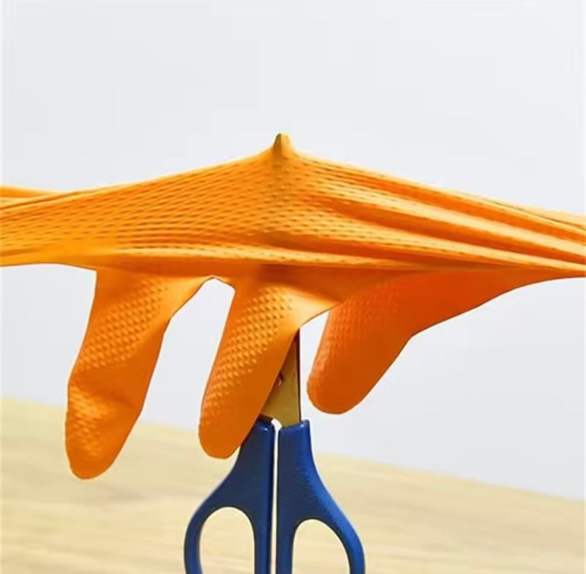 Guantes de nitrilo naranja de alta resistencia 50 unidades